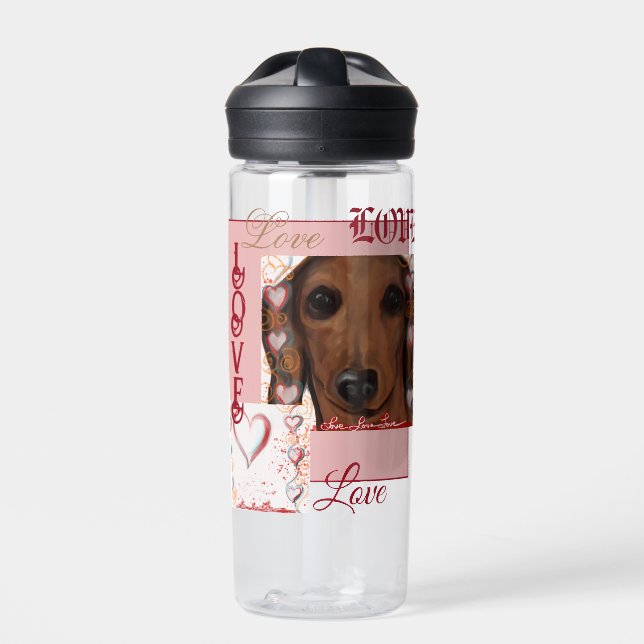 Botella De Agua Dachshund Rojo      (Delante)