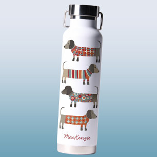 Botella De Agua Dachshund Wiener Sausage Dog Personalizado