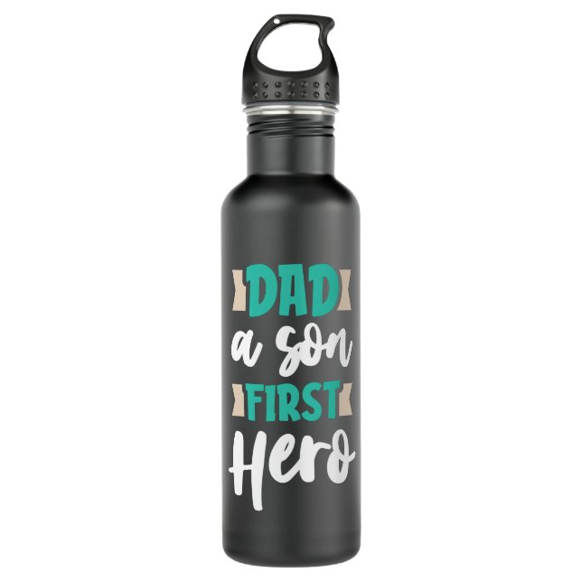 Botella De Agua Dad a son First Hero (Anverso)