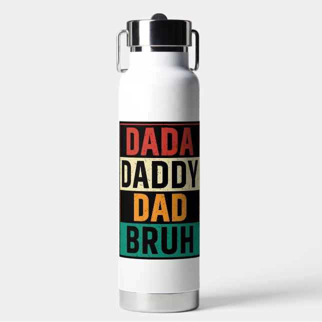 Botella De Agua Dada Daddy Dad Bruh Funny Retro Día del Padre (Frente)