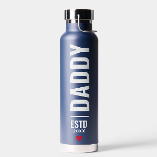 Botella De Agua Daddy Establecido   Personalizado Date Navy Trendy