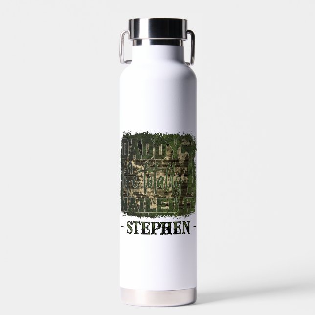 Botella De Agua Daddy Life. Completamente Enclavado - Camuflaje (Delantero)