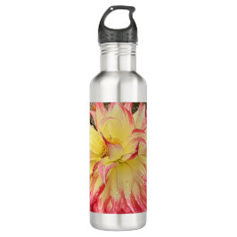 Botella De Agua Dahlia rosa y amarilla