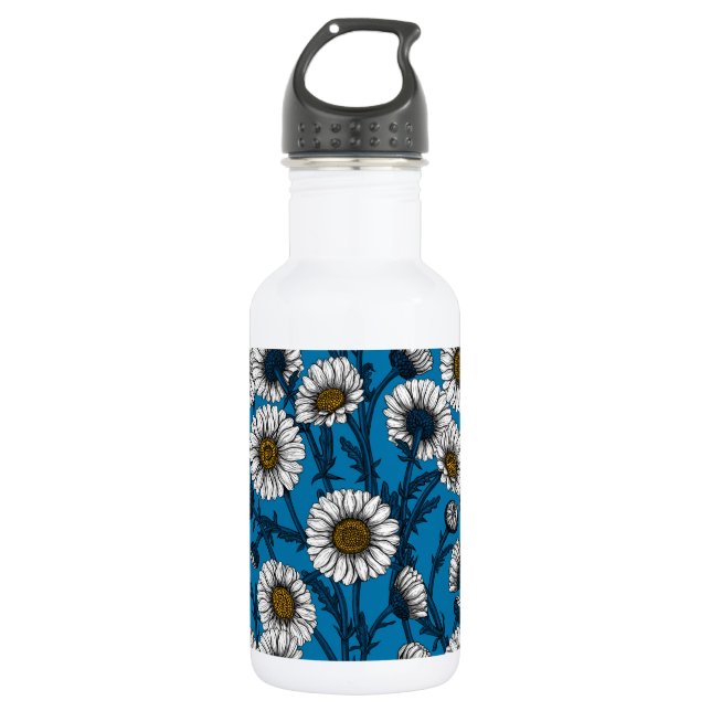 Botella De Agua Daisies en azul (Anverso)
