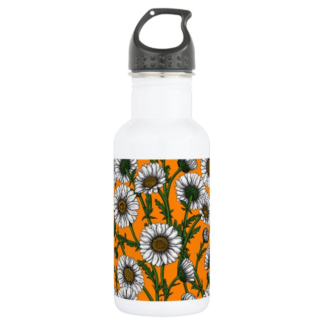 Botella De Agua Daisies on naranja (Anverso)