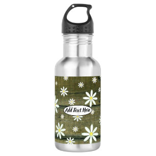 Botella De Agua Daisies Rustic Barn Board Daisy Flower