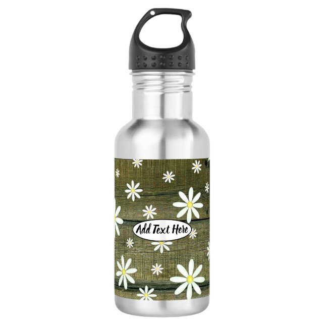 Botella De Agua Daisies Rustic Barn Board Daisy Flower (Anverso)