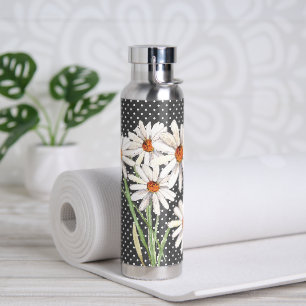 Botella De Agua Daisy Bouquet De Acuarela Sobre Puntos Atrapados