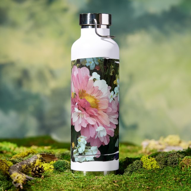 Botella De Agua Daisy en rosa (Exterior)