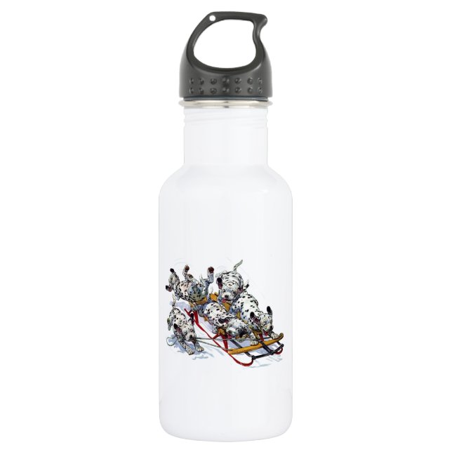 Botella De Agua Dalmatian Pups Sledding (Anverso)