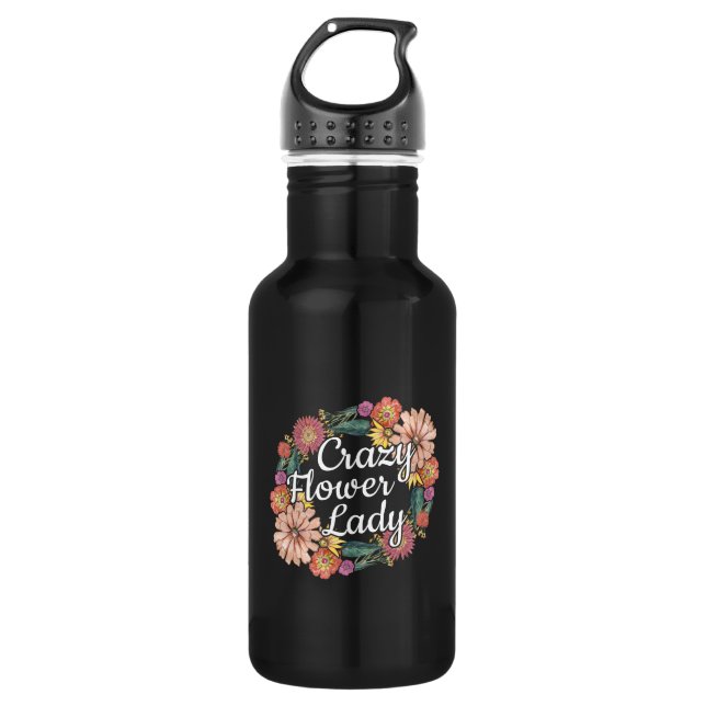 Botella De Agua Dama de flor loca - Zinnia Gardener (Anverso)
