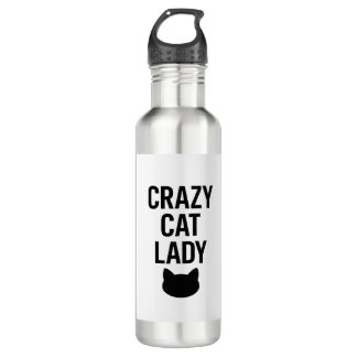 Botella De Agua Dama de gato loca - Gracioso regalo de amante de g