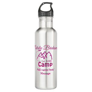 Botella De Agua Dama de honor de campamento rosa agregar nombre fe
