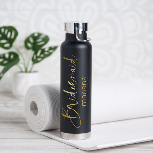 Botella De Agua dama de honor oro chic guion despedida de soltera 
