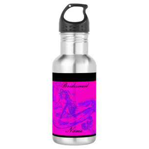 Botella De Agua Dama de honor personalizada rosa sirena