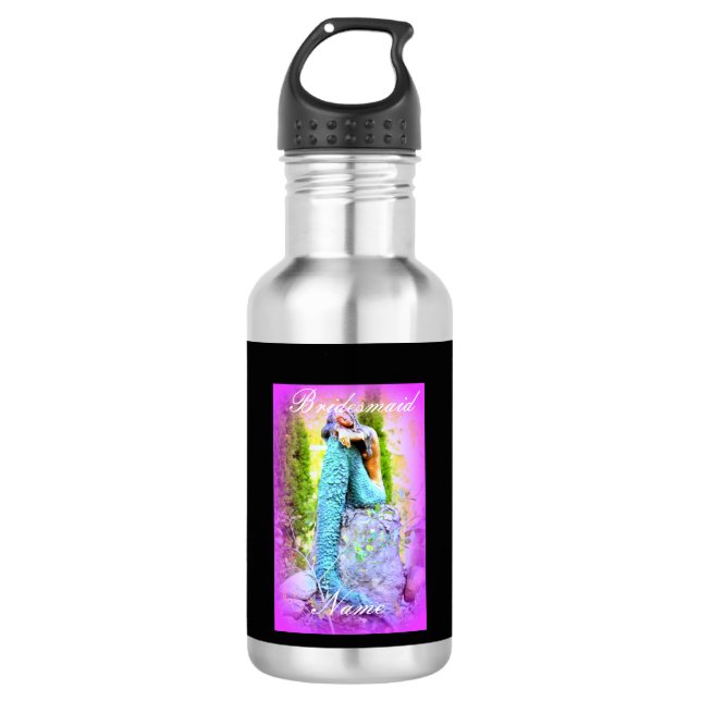 Botella De Agua dama de honor personalizada sirena (Anverso)