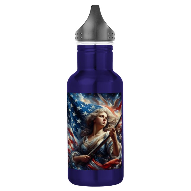 Botella De Agua Dama De La Libertad - Arte Patriotismo (Izquierda)