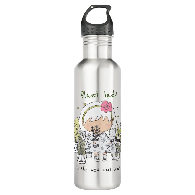 Botella De Agua Dama de planta/personalizada (Anverso)