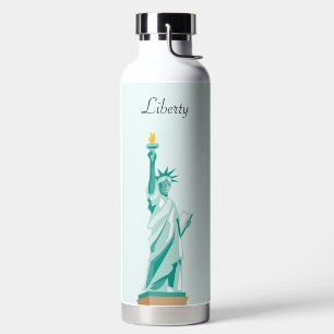 Botella De Agua Dama Libertad sobre cielo azul claro