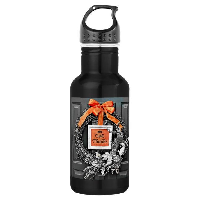 Botella De Agua Dar gracias a Wreath (Anverso)
