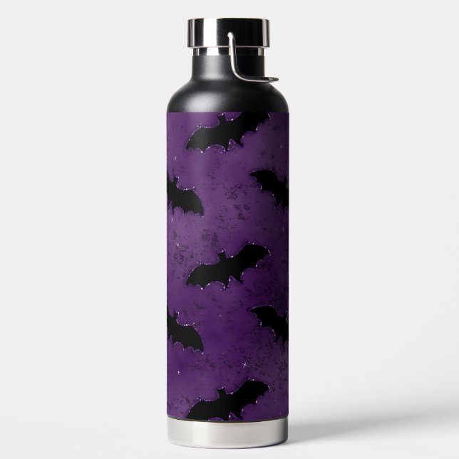 BOTELLA DE AGUA DARK PURPLE WITH BLACK HALLOWEEN BATS (Izquierda)