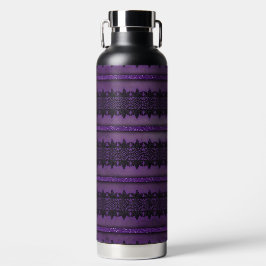 BOTELLA DE AGUA DARK PURPLE WITH BLACK HALLOWEEN LACE PATTERNS