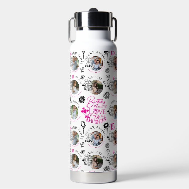 Botella De Agua Daughter Birthday Custom Photo (Frente)
