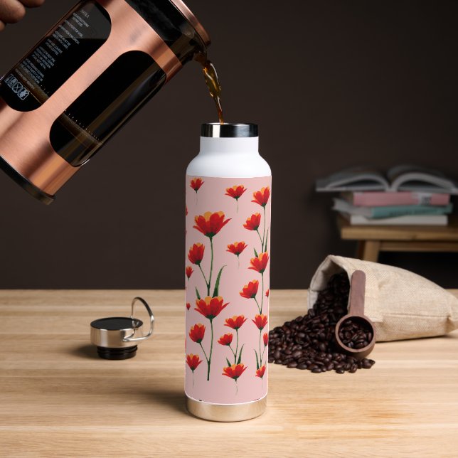 Botella De Agua Dawnfire Poppies (Café (girado))