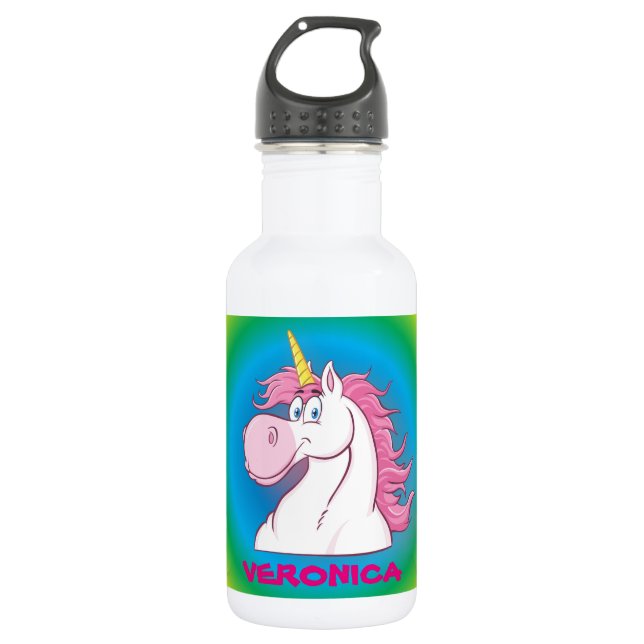 Botella de agua de 18oz Unicornio Arcoíris (Anverso)