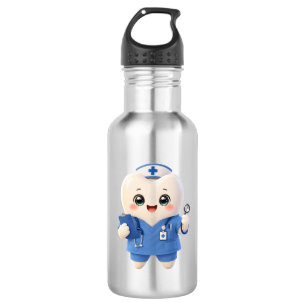 Botella de agua de acero con enfermera de dientes