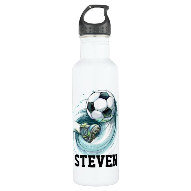 Botella de agua de acero inoxidable al fútbol (Anverso)