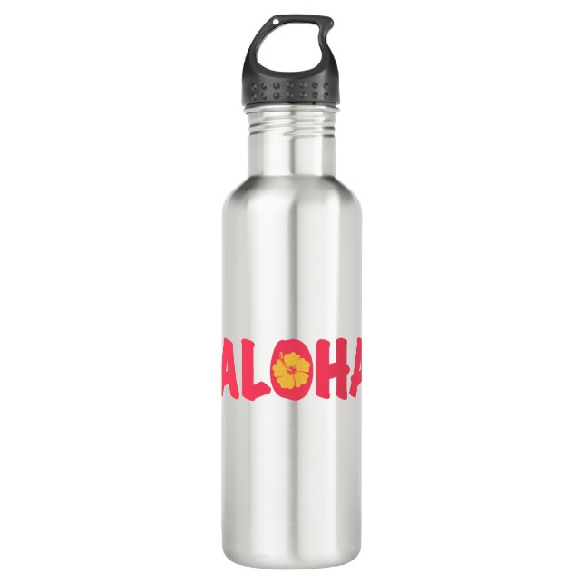 Botella de agua de acero inoxidable Aloha (Anverso)