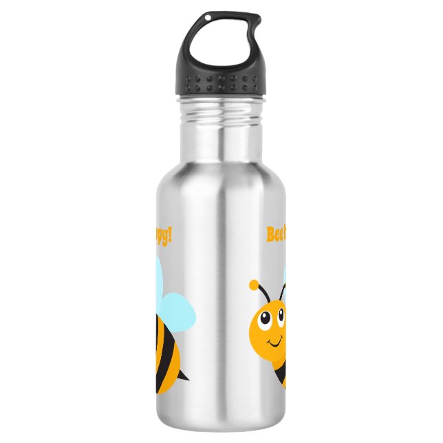 Botella de agua de acero inoxidable Bee happy (Anverso)