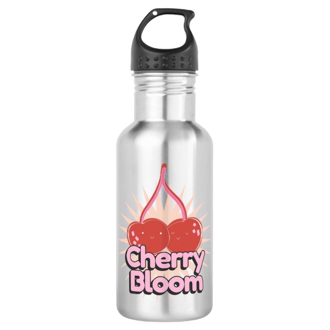 Botella de agua de acero inoxidable Cherry Bloom (Anverso)