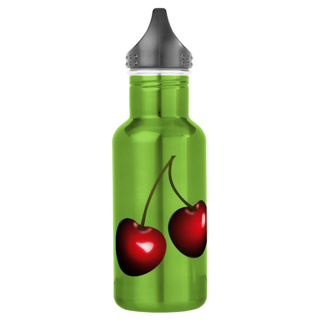 Botella de agua de acero inoxidable con cerezas (Izquierda)