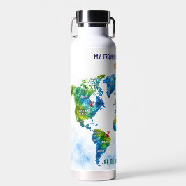 Botella de agua de acero inoxidable con mapa del m