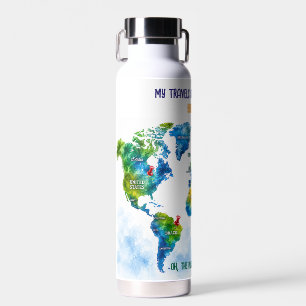 Botella de agua de acero inoxidable con mapa del m