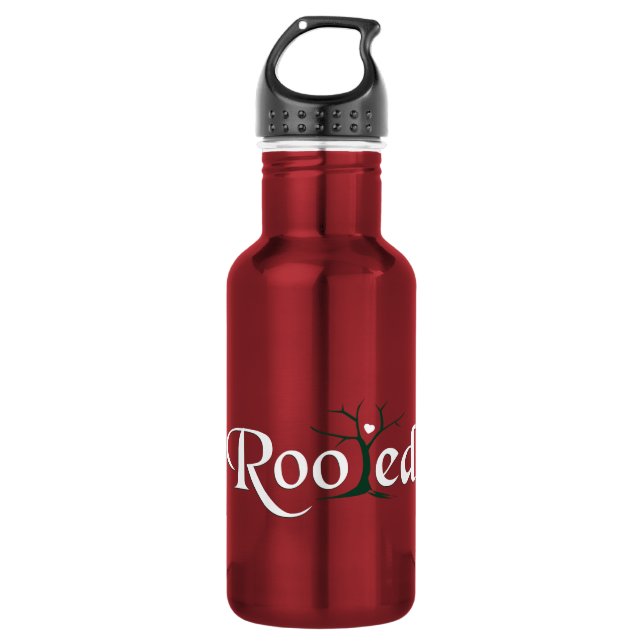 Botella de agua de acero inoxidable con raíces e i (Anverso)