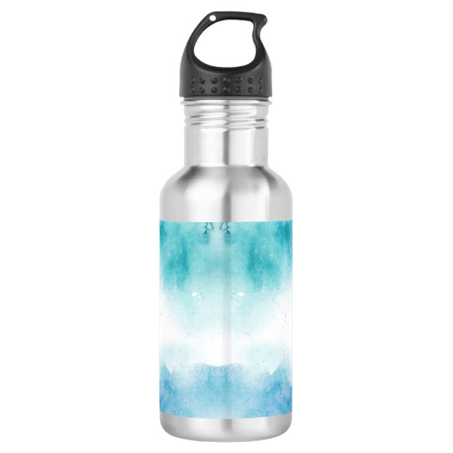 Botella de agua de acero inoxidable con tapa negra (Anverso)
