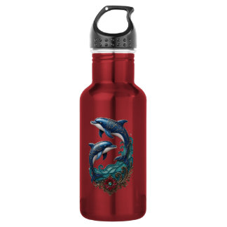 Botella de agua de acero inoxidable de delfines Yi
