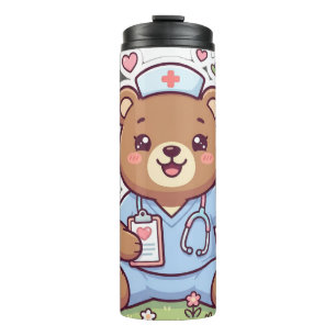 Botella de agua de acero inoxidable de oso de pelu