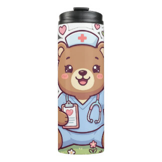 Botella de agua de acero inoxidable de oso de pelu