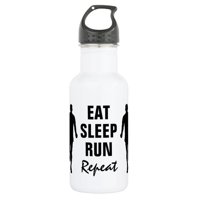 Botella de agua de acero inoxidable Eat Sleep Run  (Anverso)