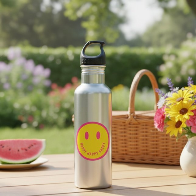 Botella de agua de acero inoxidable feliz (Subido por el creador)