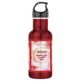 Botella de agua de acero inoxidable floral inspira