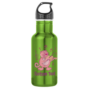 Botella de agua de acero inoxidable gato rosa con