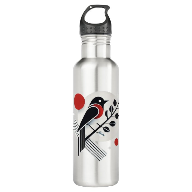 Botella de agua de acero inoxidable para aves mini (Anverso)
