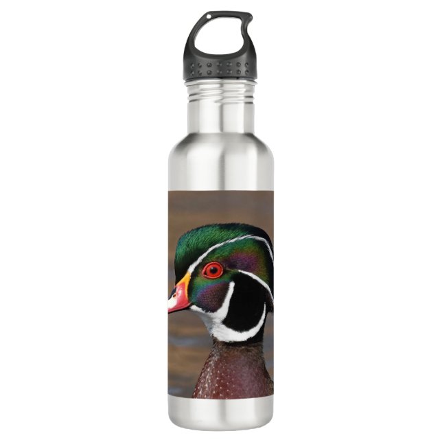 Botella de agua de acero inoxidable pato de madera (Anverso)