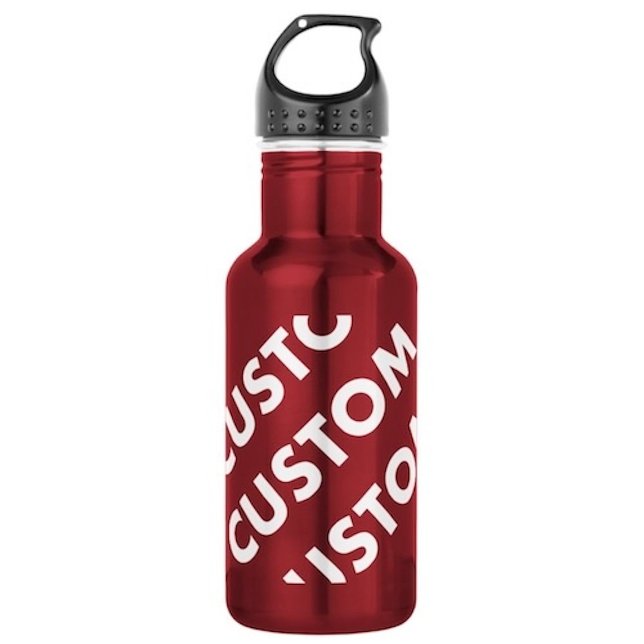 Botella de agua de acero inoxidable personalizada  (RED Custom Stainless Steel Water Bottle 18oz.)