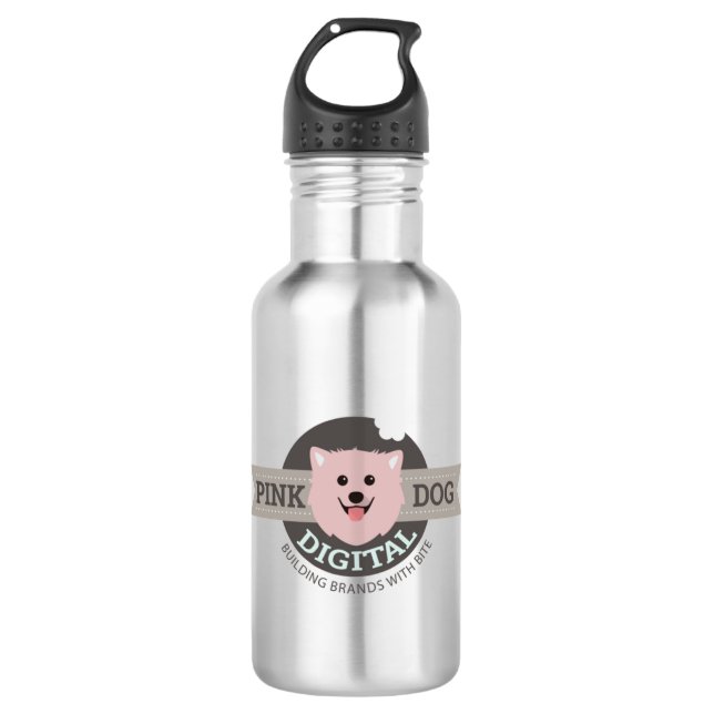 Botella de agua de acero inoxidable Pink Dog Digit (Anverso)